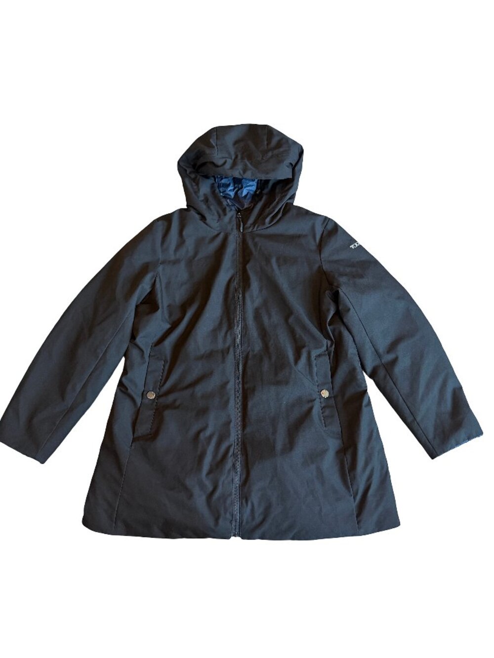 Tumi Tumipax Reversible Down Puffer Coat Jacket Navy Black + Bag Size XL Men's